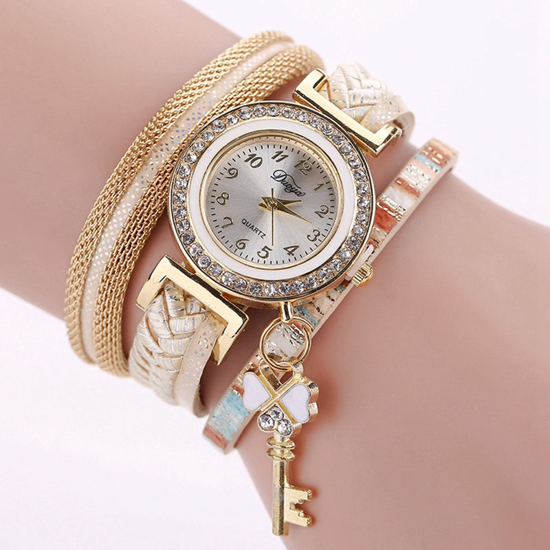 DUOYA D097 Luxury Women Leather Bracelet Watch Fashion Braided Quartz Watch