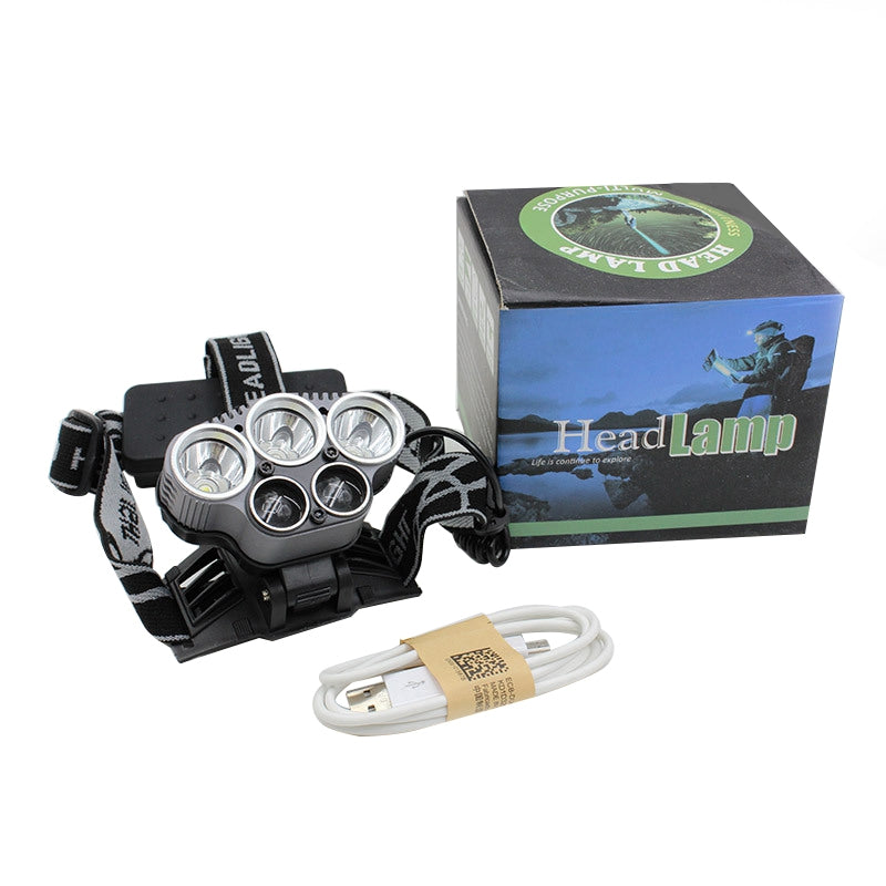 BRELONG LED Headlamps 5LEDs T6 COB with USB Cable