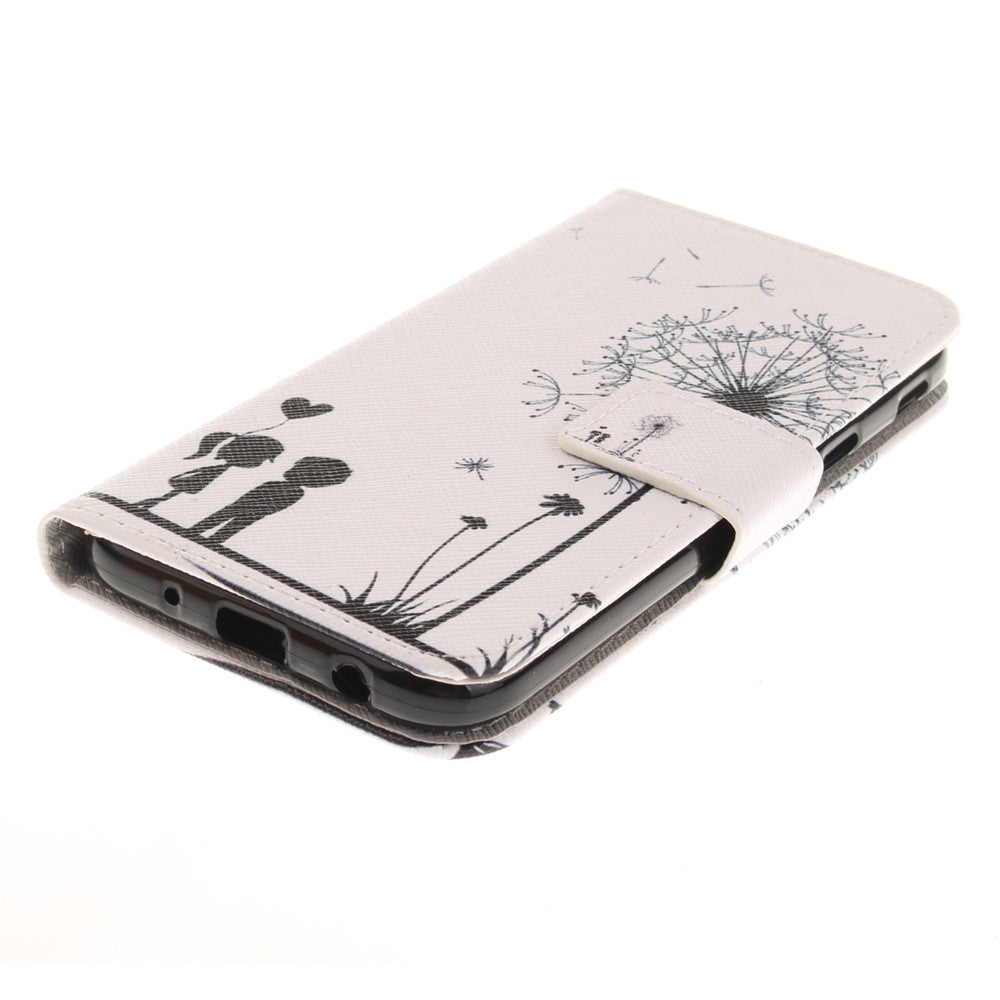 Couples Dandelion Pattern PU+TPU Leather Wallet Case Design with Stand and Card Slots Magnetic C...