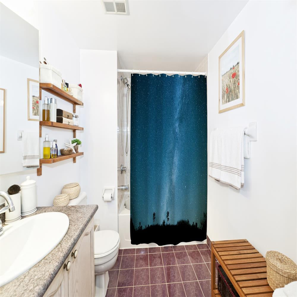 Bits Polyester Shower Curtain Bathroom  High Definition 3D Printing Water-Proof