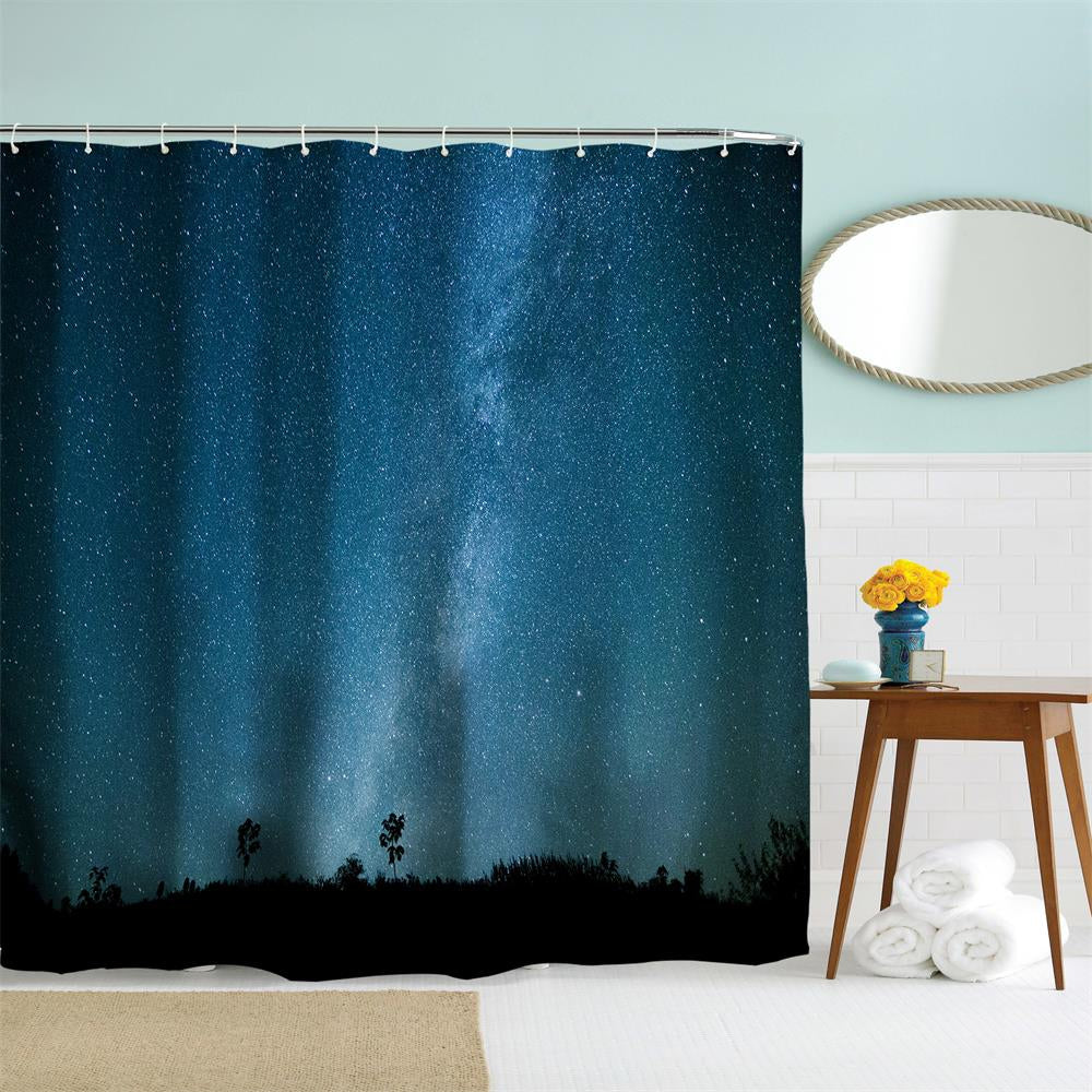 Bits Polyester Shower Curtain Bathroom  High Definition 3D Printing Water-Proof