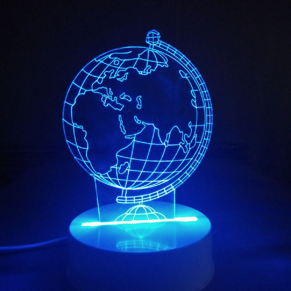 3D Optical Illusion Sculpture Lights In 7 Colors 3D Remote Earth Shape Globe World Map Table Lamp