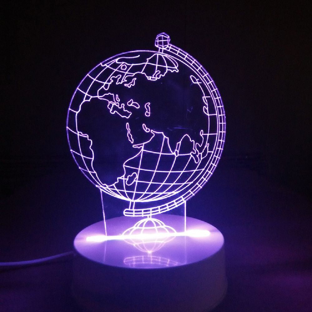 3D Optical Illusion Sculpture Lights In 7 Colors 3D Remote Earth Shape Globe World Map Table Lamp