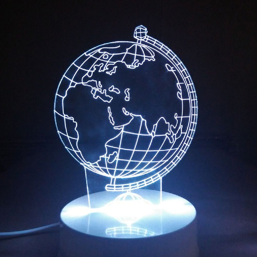 3D Optical Illusion Sculpture Lights In 7 Colors 3D Remote Earth Shape Globe World Map Table Lamp