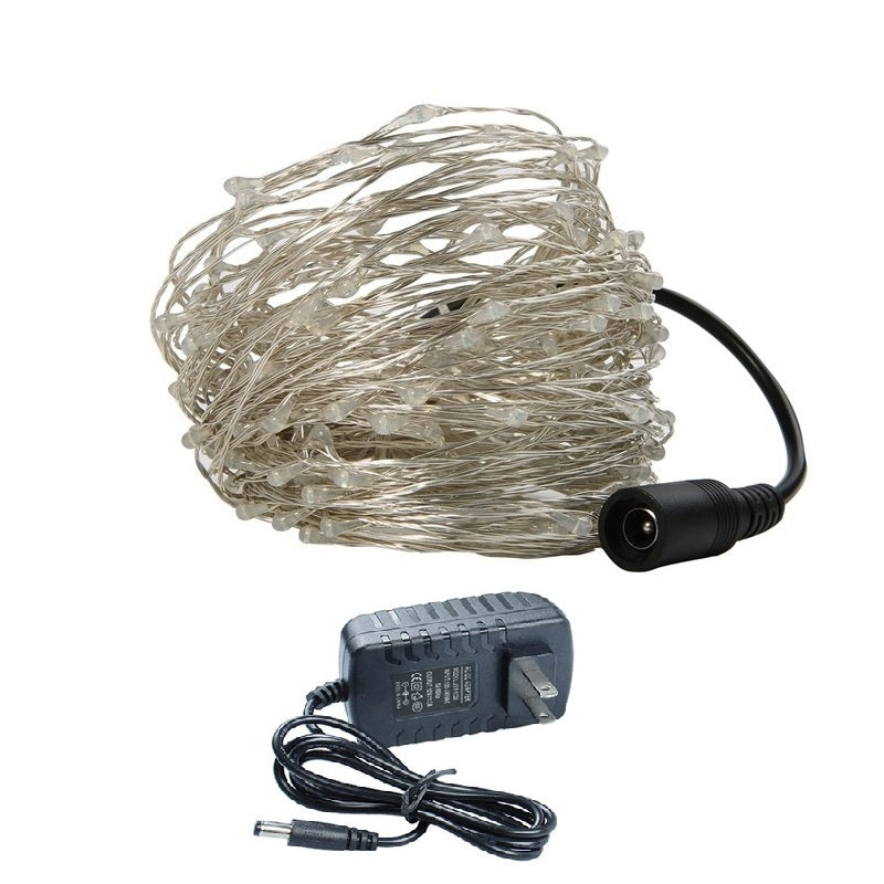 1PC 20M/65.6FT Waterproof Silver Wire 200LEDS LED String Fairy Starry Lights with Power Adapter ...