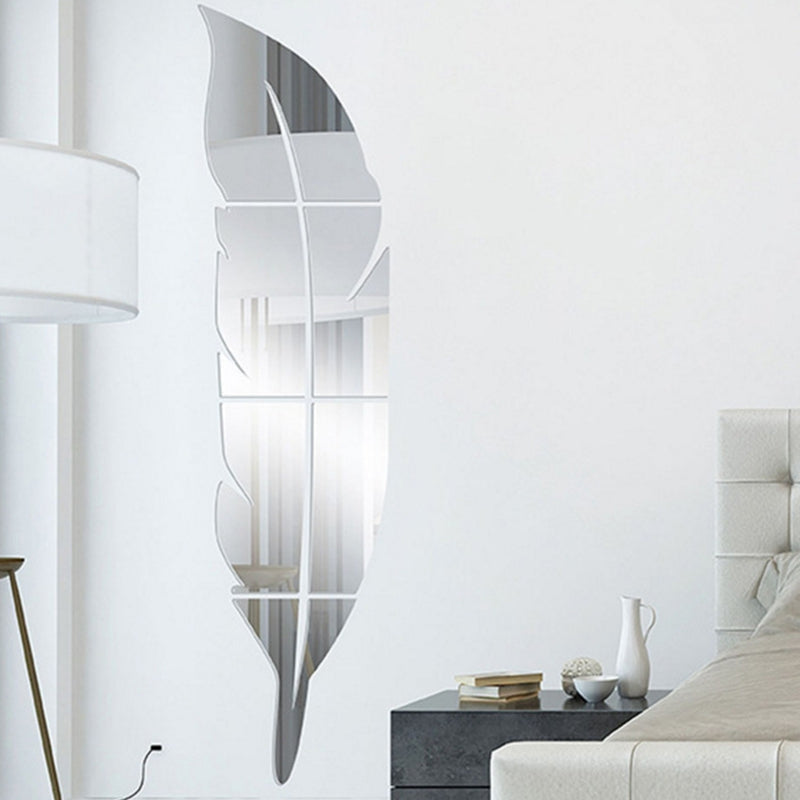 DIY Modern Plume Feather Acrylic Mirror Wall Sticker