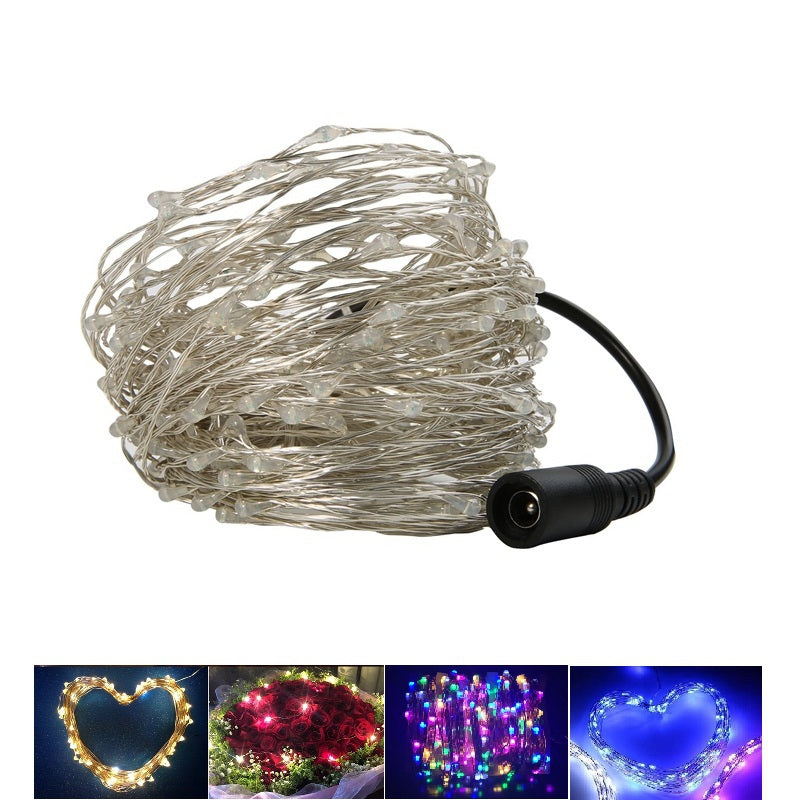 1PC 20M/65.6FT Waterproof Silver Wire 200LEDS LED String Fairy Starry Lights with Power Adapter ...