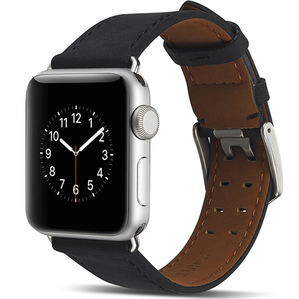 42mm Genuine Leather Watch Band Watch Bracelet for Apple Watch Series 1/2/3 Silica Gel to Protec...