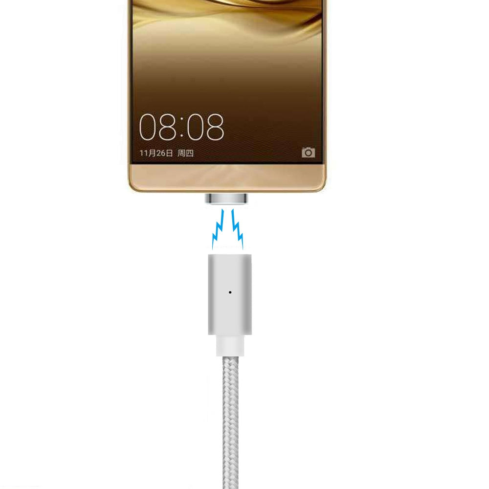 B6C Type-C Mobile USB-C Phone Magnetically Charged Data Cable Dual Data 2.1A Nylon weave