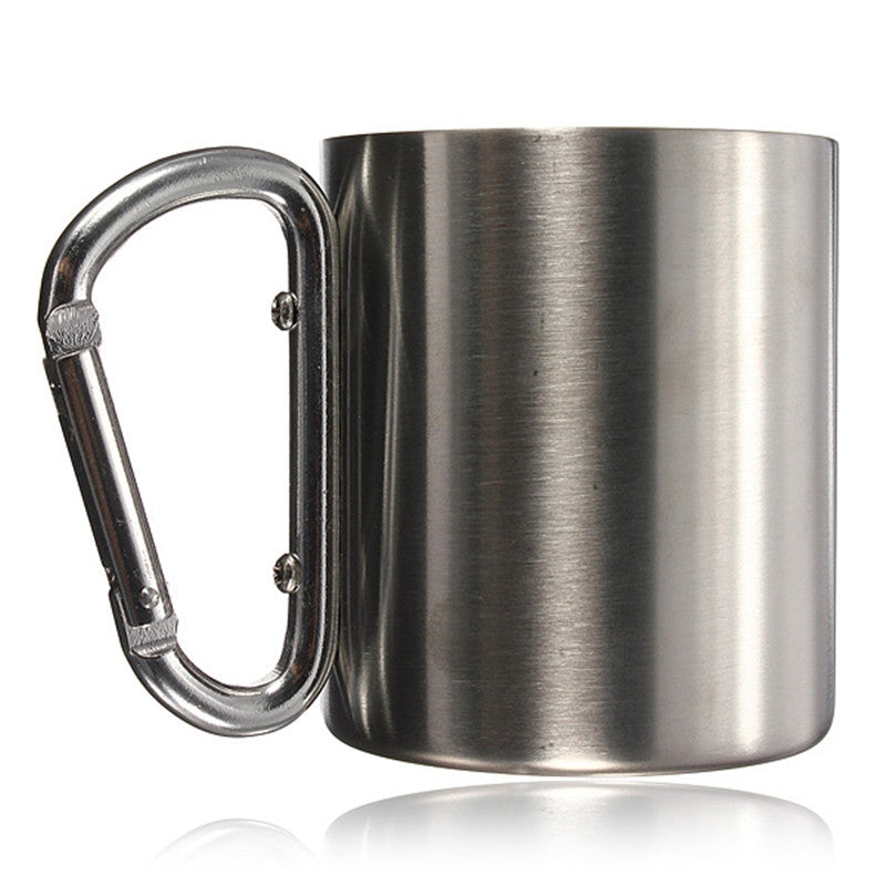 220ML Stainless Steel Camping Traveling Metal Outdoor Cup Carabiner