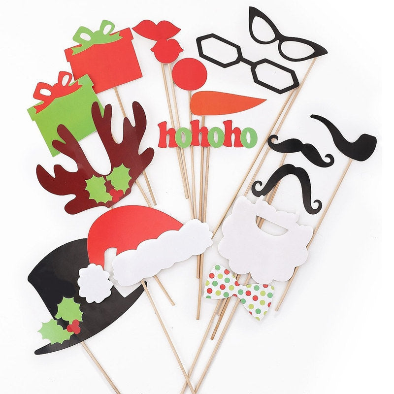 17pcs Funny Take Pictures Photo Booth Props Christmas Party Decor