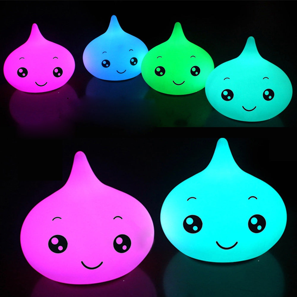 Colorful Water Drop Silica Gel Cuddly Cute Face Small Night Light  In The Bedroom Of  Lamp