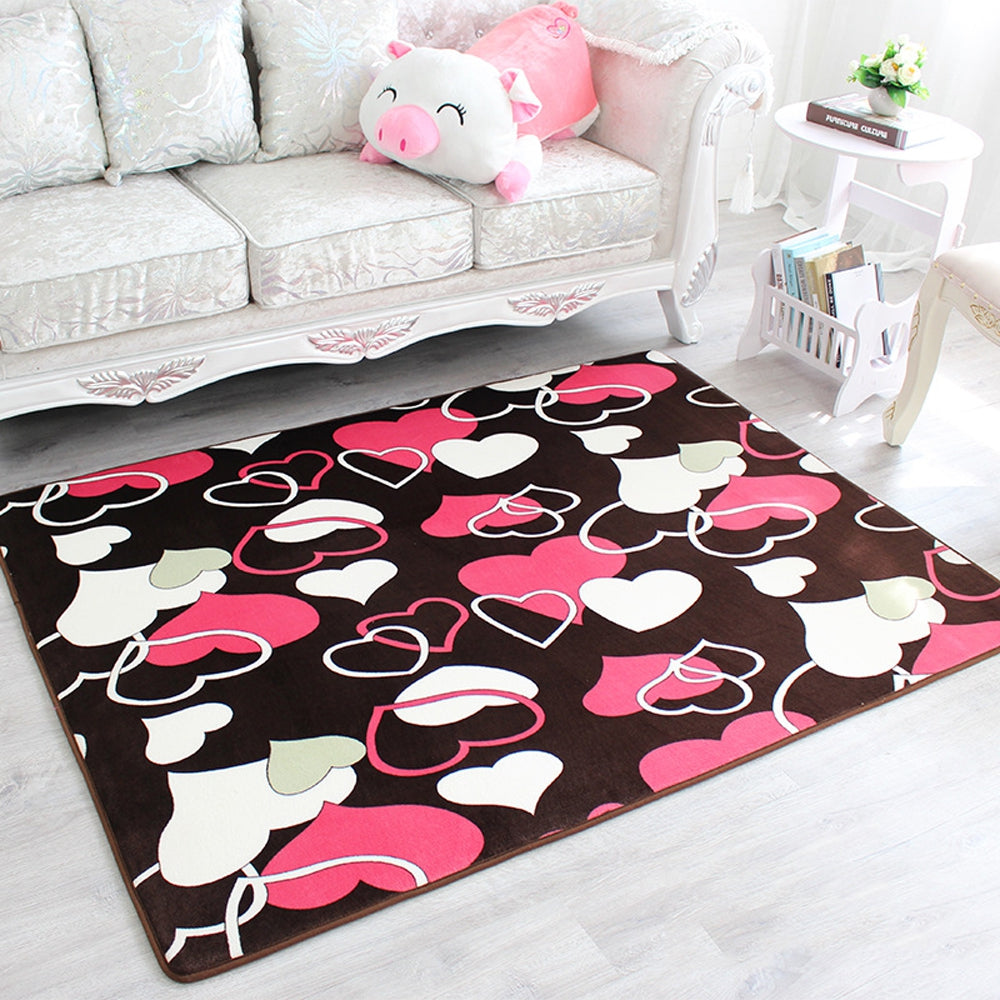 Door Mat Round Shape Soft Flower Pattern Anti Skidding Floor Mat