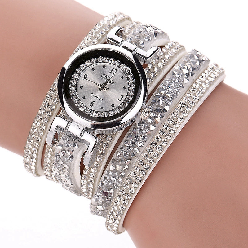 DUOYA D098 Women's Watch Silver Dial Rhinestone Luxury Dress Women Watch