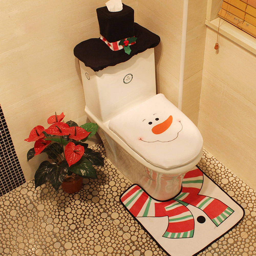 Christmas Snowman Toilet Decoration Set