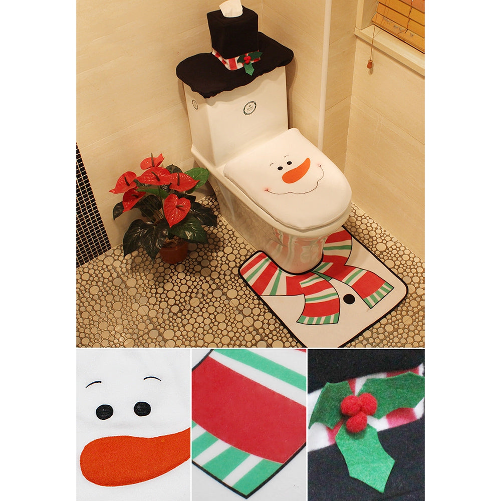 Christmas Snowman Toilet Decoration Set