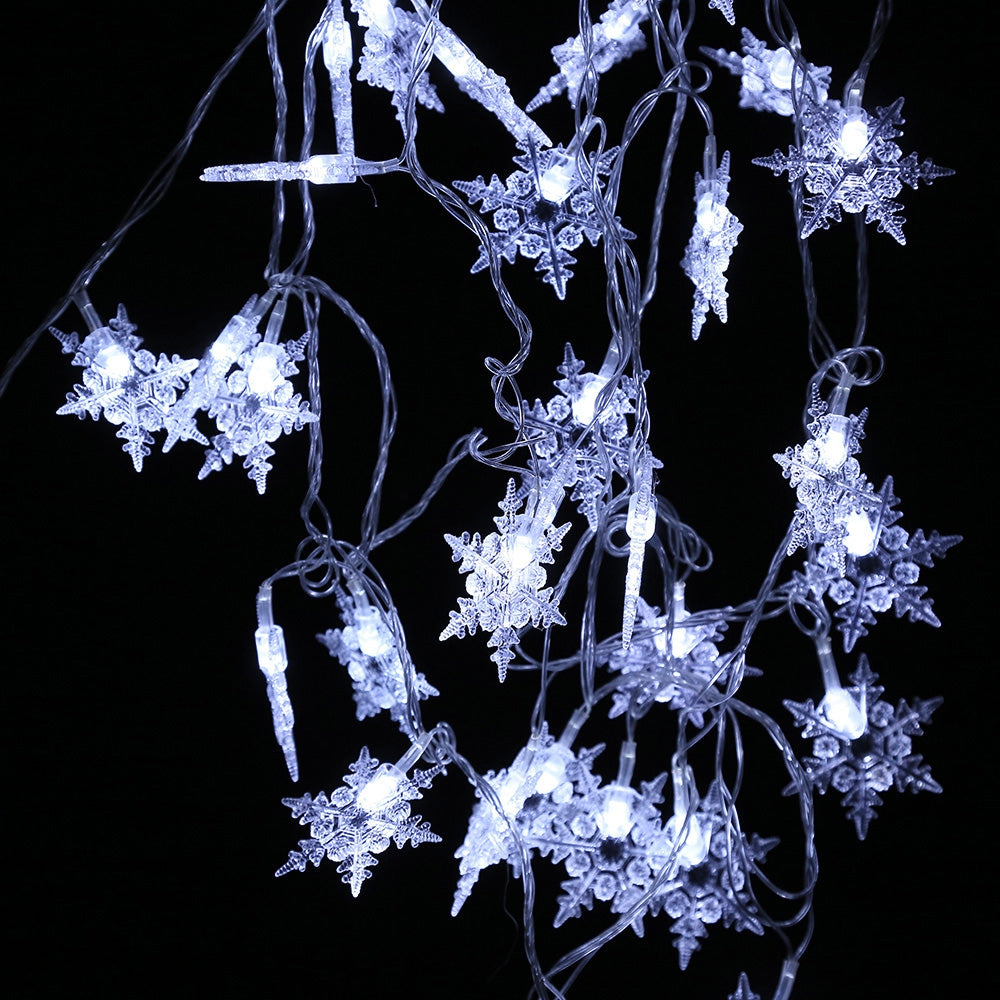 2M 20-LED Snowflake Lights Battery Powered String Lights for Christmas Party Home Decoration