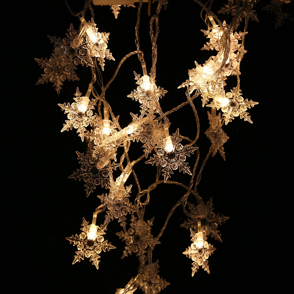 2M 20-LED Snowflake Lights Battery Powered String Lights for Christmas Party Home Decoration