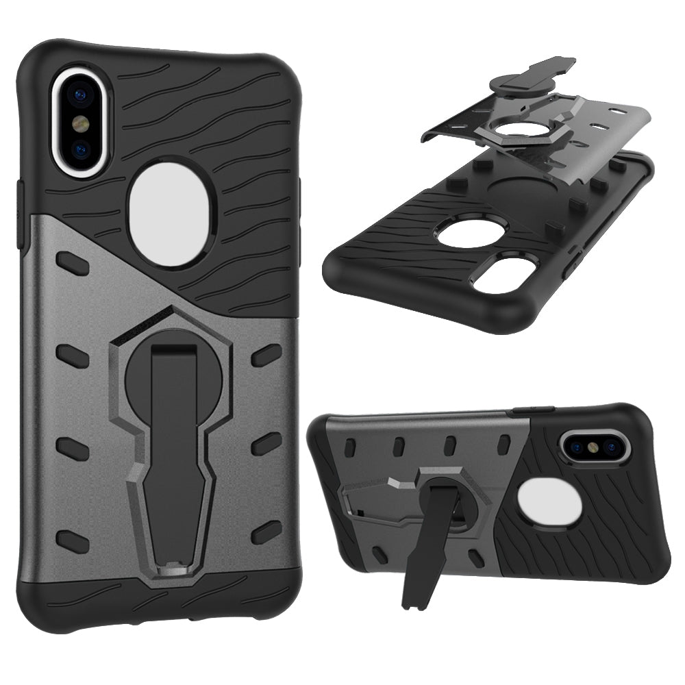 Dual Layer Protective Cover Armor Tpu + Pc Back Case with Stand for iPhone x