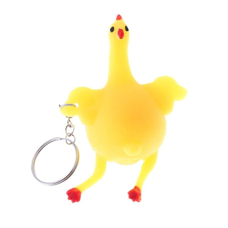 Cute Toys Vent Chicken Whole Egg Laying Hens Crowded Stress Ball Keychain