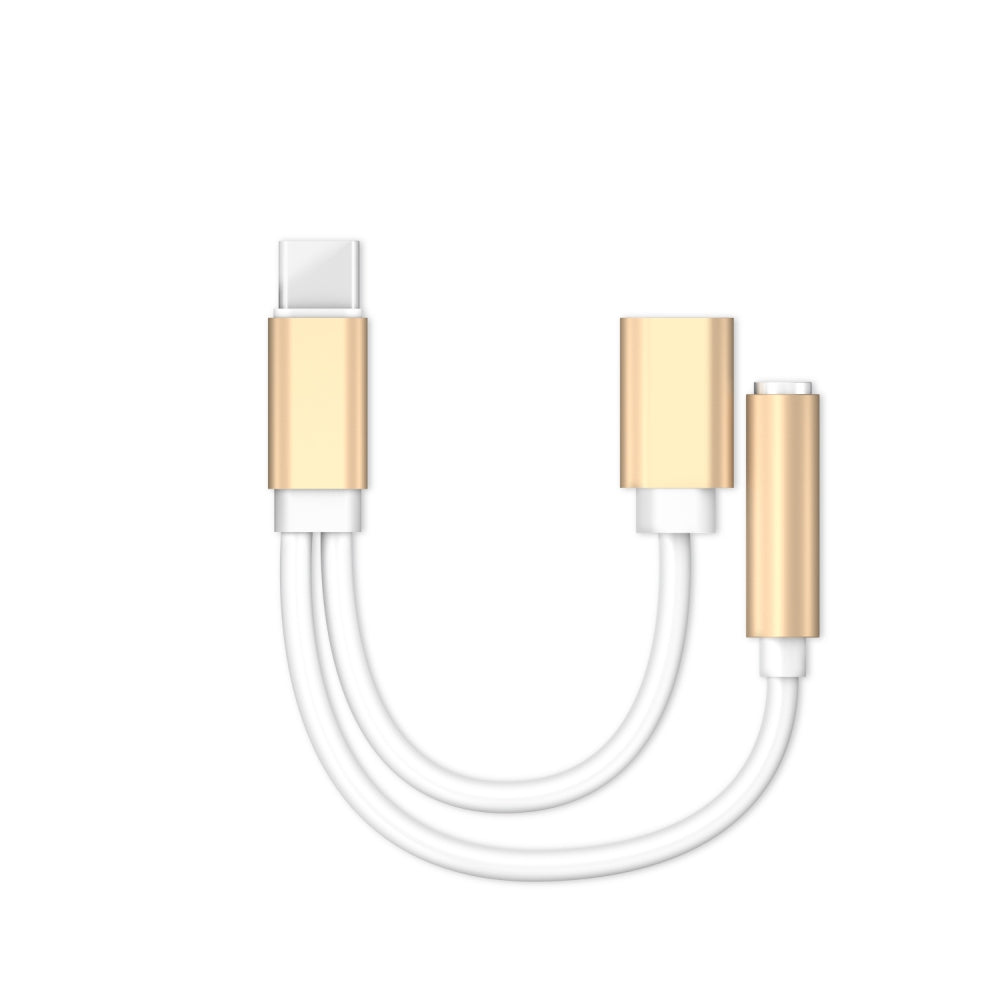 2 in 1 Type C to 3.5mm Audio Jack Charger Adapter Headphone Cable