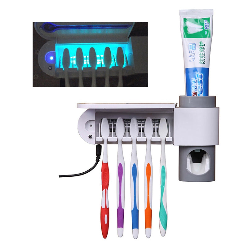 2 in 1 Antibacterial UV Light Ultraviolet Automatic Toothpaste Dispenser Sterilizer Toothbrush H...