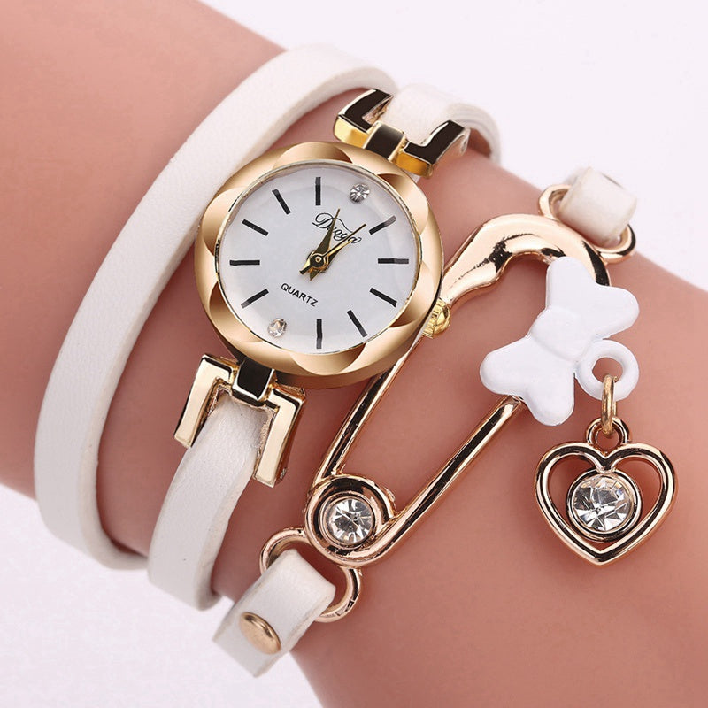 DUOYA D205 Women Circle Leather Bracelet Quartz Watch