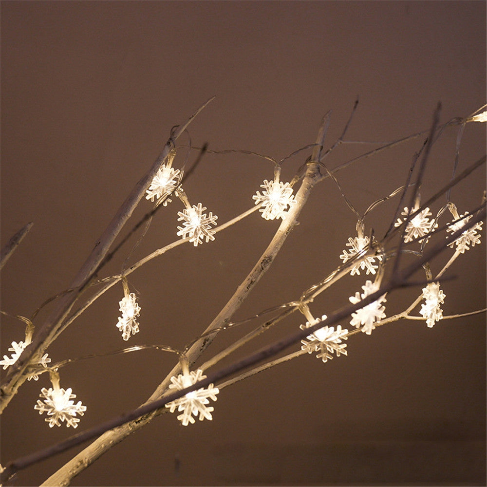 2M 20-LED Snowflake Lights Battery Powered String Lights for Christmas Decoration