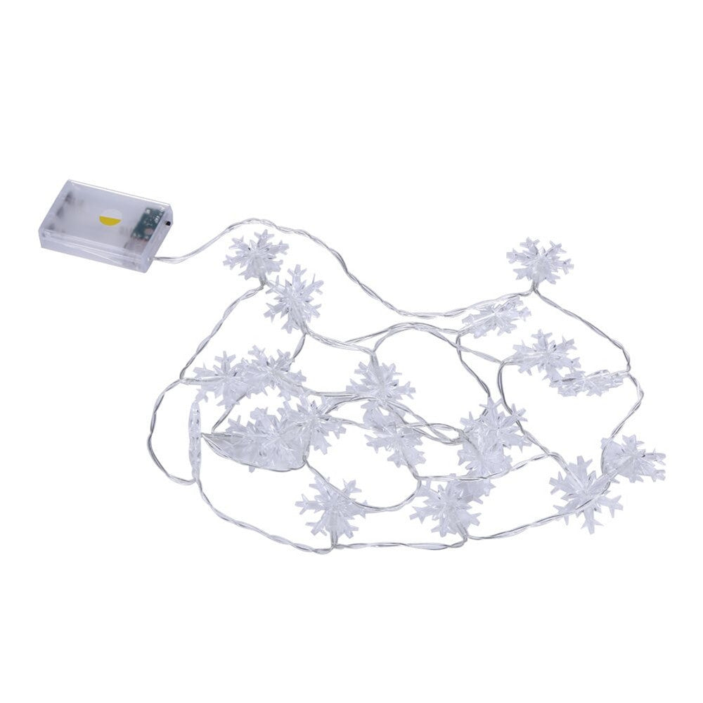 2M 20-LED Snowflake Lights Battery Powered String Lights for Christmas Decoration