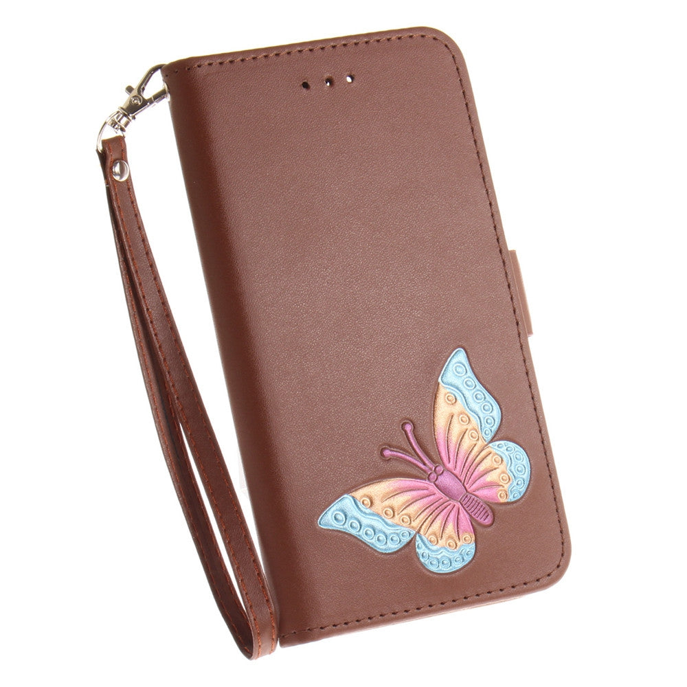 Cover Case for Huawei P10 Lite Hand draw a butterfly PU+TPU Leather with Stand and Card Slots Ma...