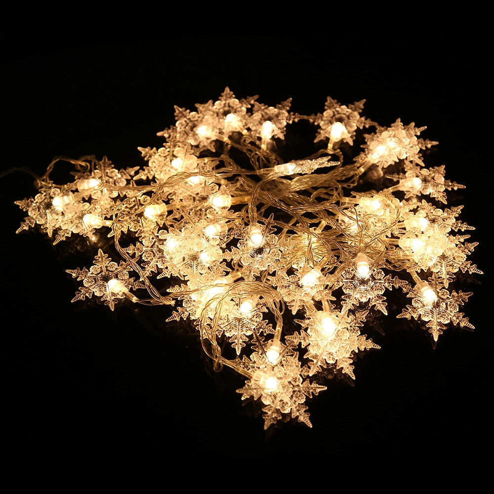 5M 50-LED Snowflake EU Plug String Lights for Christmas Festival Wedding Party Home Decoration