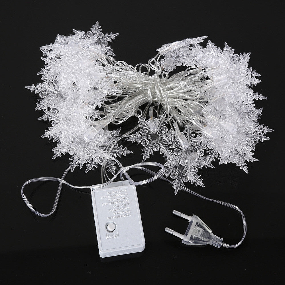 5M 50-LED Snowflake EU Plug String Lights for Christmas Festival Wedding Party Home Decoration