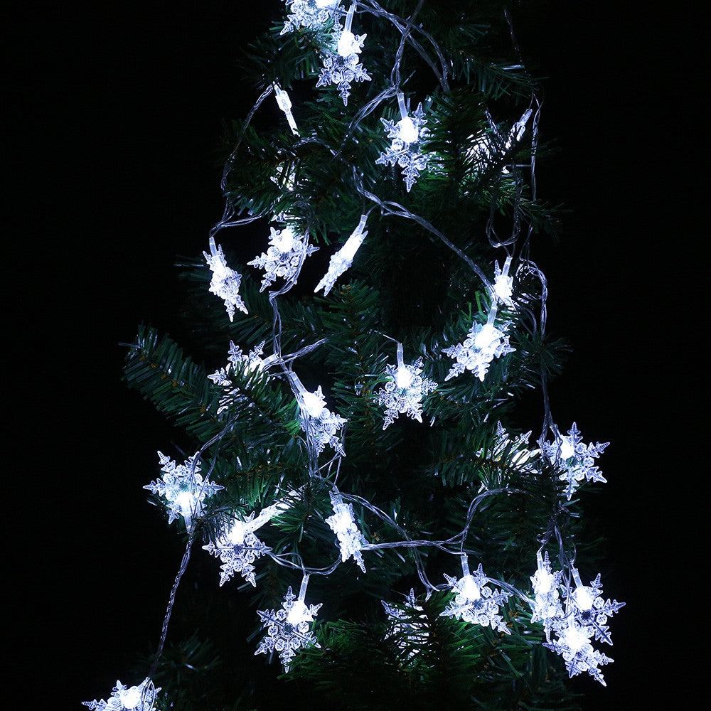 5M 50-LED Snowflake EU Plug String Lights for Christmas Festival Wedding Party Home Decoration