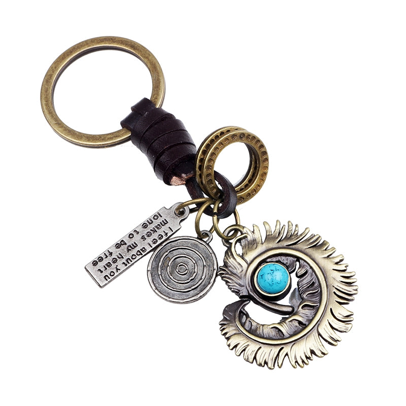 Alloy Feather Retro Car Key Chain