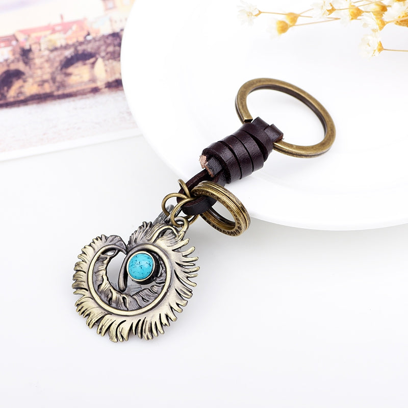 Alloy Feather Retro Car Key Chain