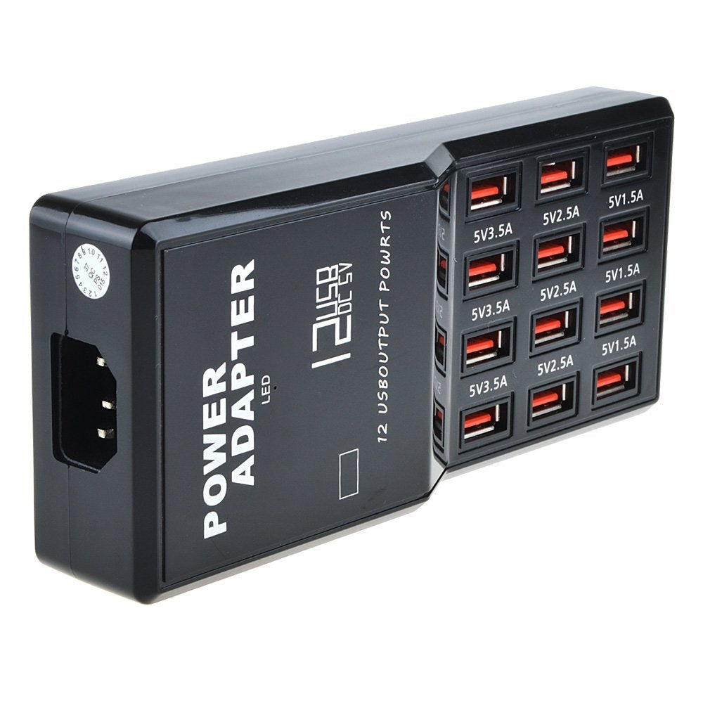 858 12 Port 5V 12A Family-Sized Desktop USB Rapid Charger Output Compatible with Auto Detect Tec...