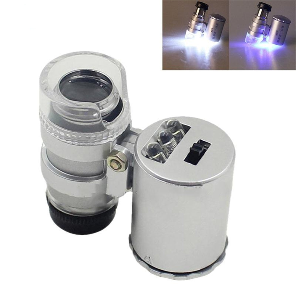 60X LED Mini Professional Microscope Pocket 60x Magnifier Handheld Jeweler LED Lamp Light Loupe