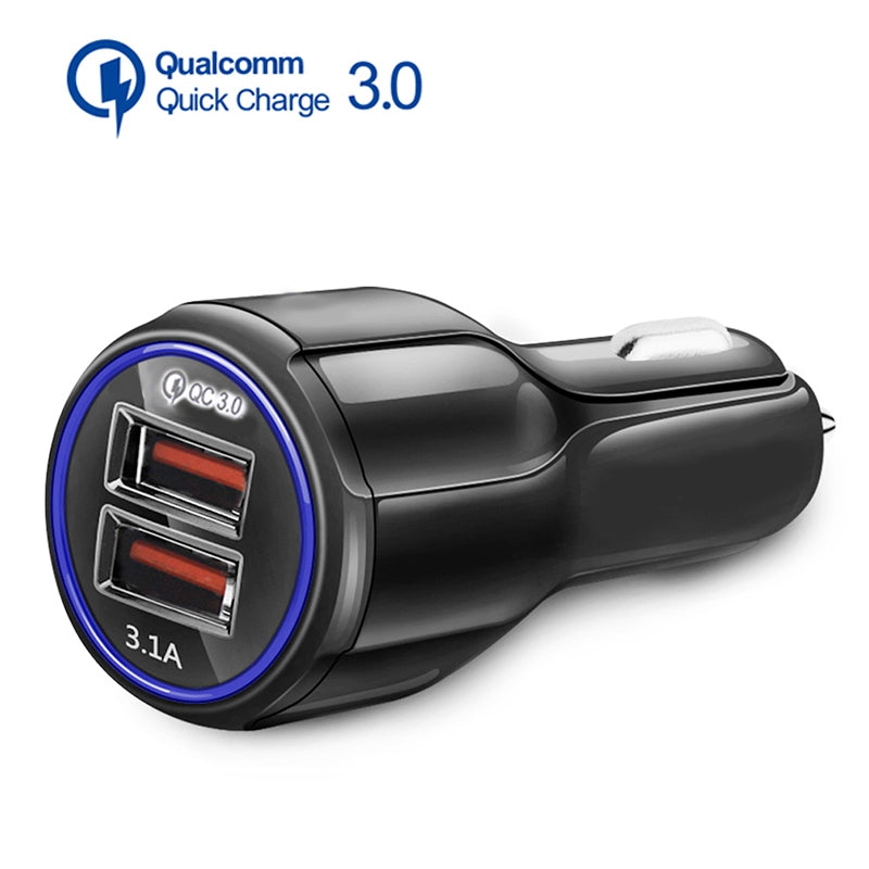 3.1A Dual USB Car Charger Quick Charge QC 3.0 Car Charger for iPhone Samsung XIaomi