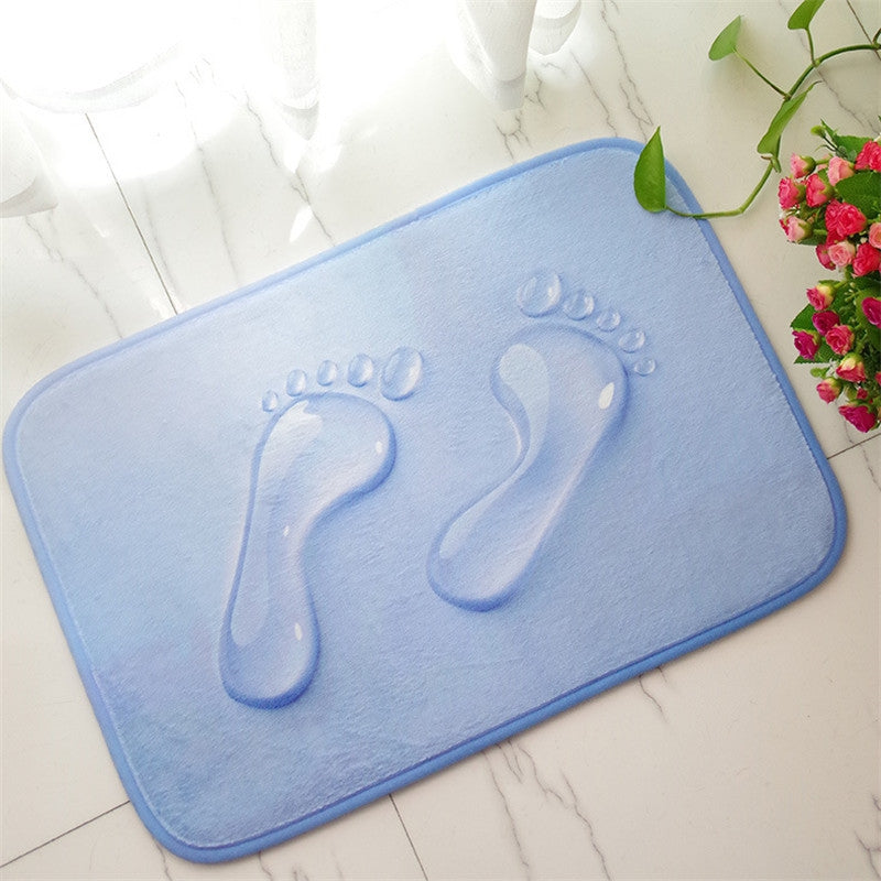 Creative 3D Watermark Feet Pattern Antiskid Floor Mat