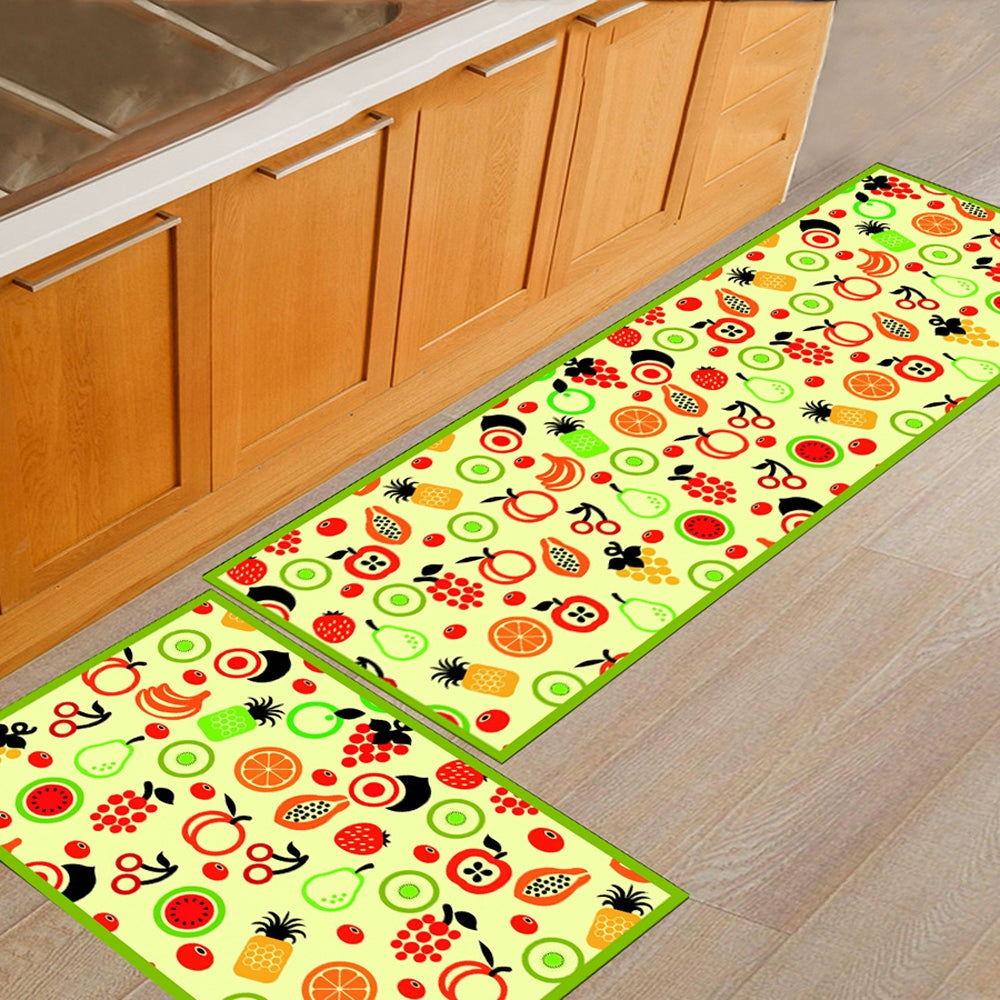 Bedroom Bedside Floor Mat Simple Cartoon Colored Fruits Pattern Washable Soft Mat