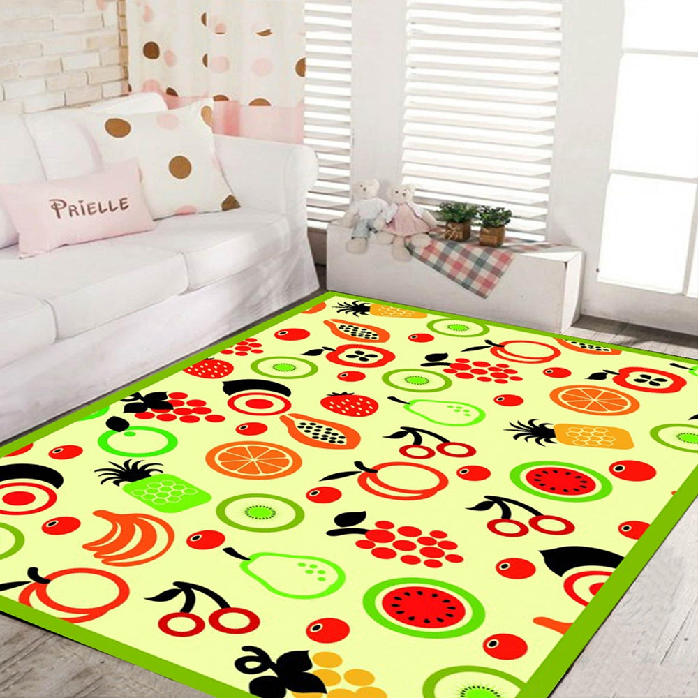 Bedroom Bedside Floor Mat Simple Cartoon Colored Fruits Pattern Washable Soft Mat