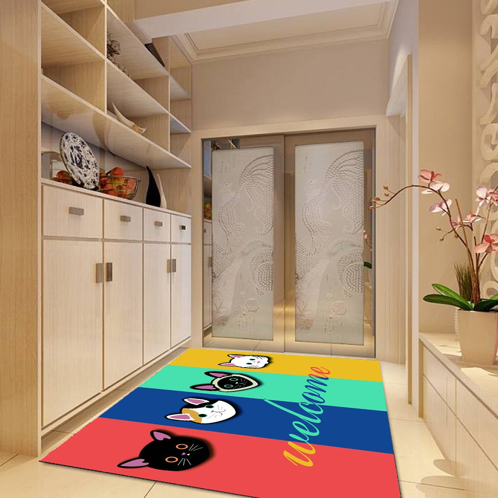 Door Rug Sweet Cartoon Animals Design Rectangle Door Mat