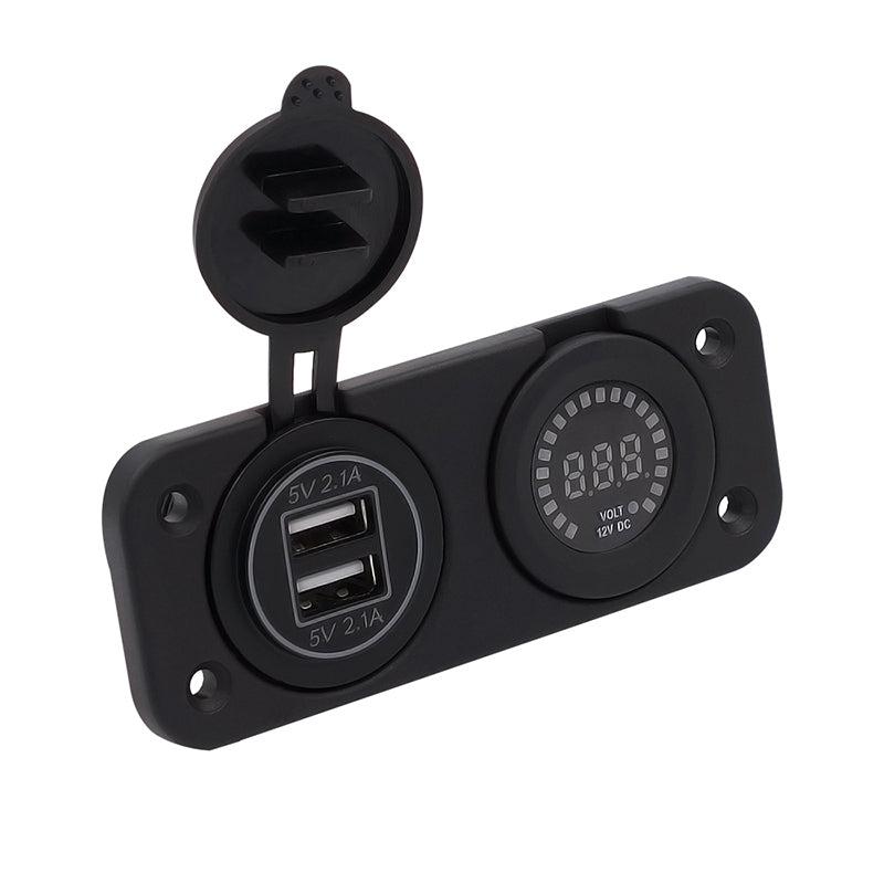 Car-Styling Mini Dual USB Car Charger Power Outlet Voltmeter Green Color Display