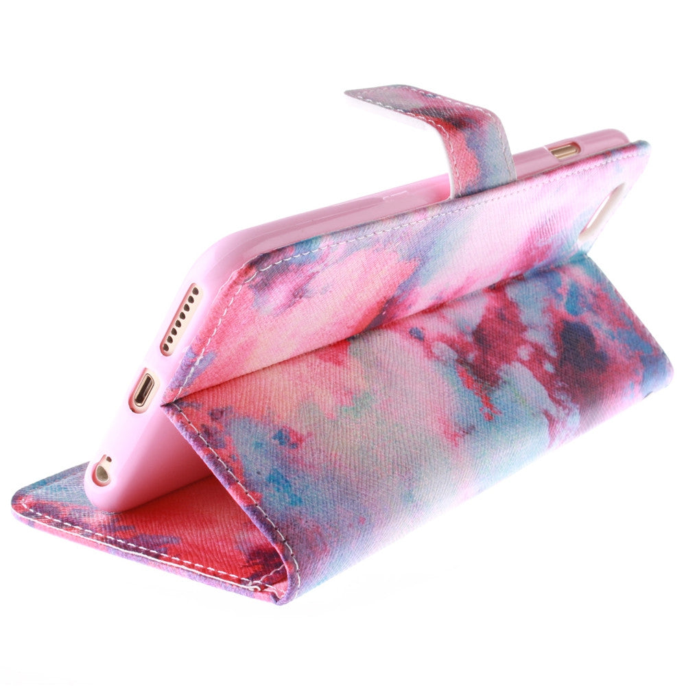 Coloured Cloud Pattern PU+TPU Leather Wallet Cover Design with Stand and Card Slots Magnetic Clo...