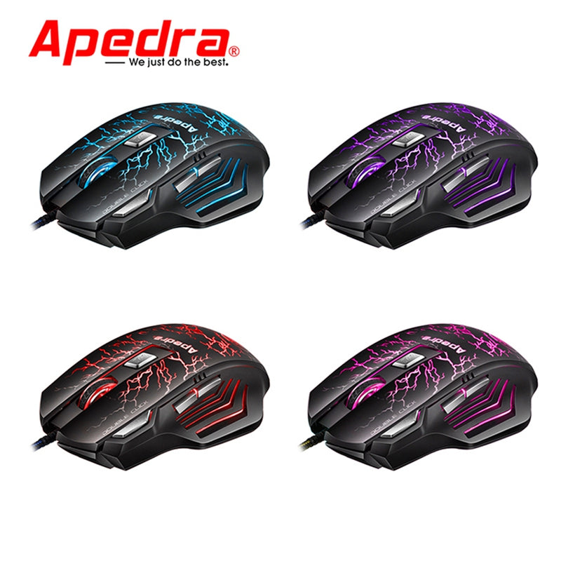 Apedra A7 Wired Gaming Mouse Macro Definition Photoelectric Four-Color Controllable Breathing La...