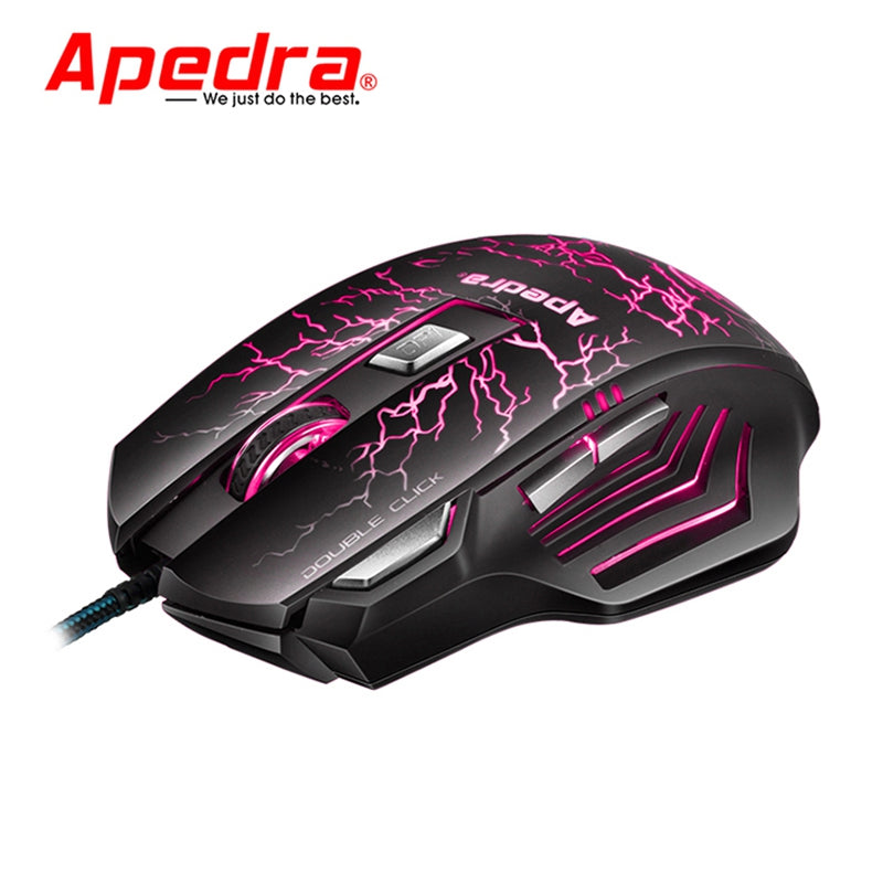 Apedra A7 Wired Gaming Mouse Macro Definition Photoelectric Four-Color Controllable Breathing La...