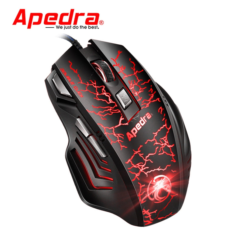 Apedra A7 Wired Gaming Mouse Macro Definition Photoelectric Four-Color Controllable Breathing La...