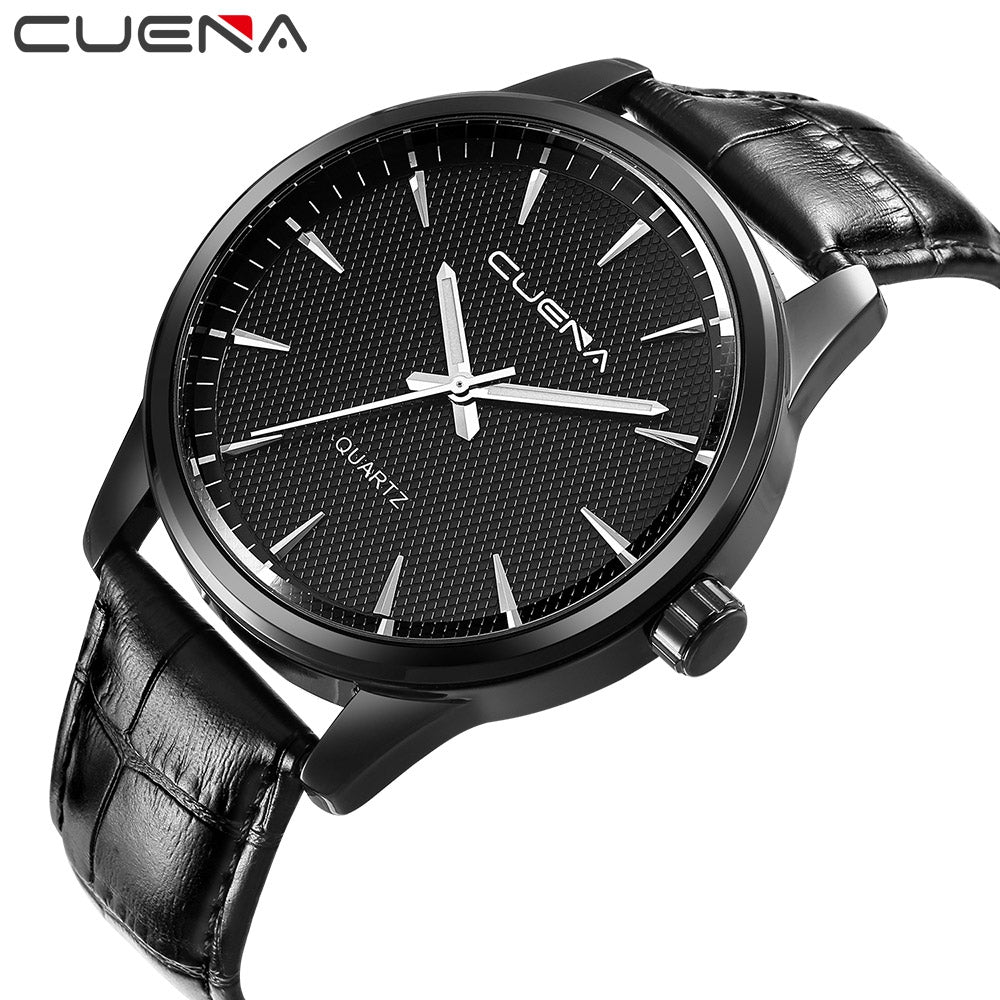 CUENA 6604P Fashion Casual Men Leather Quartz Wristwatch