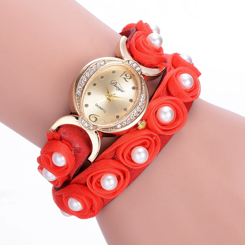 DUOYA D181 Ladies Fashion Flower Jewelry Watch Luxury Gold Women Wrist Watch