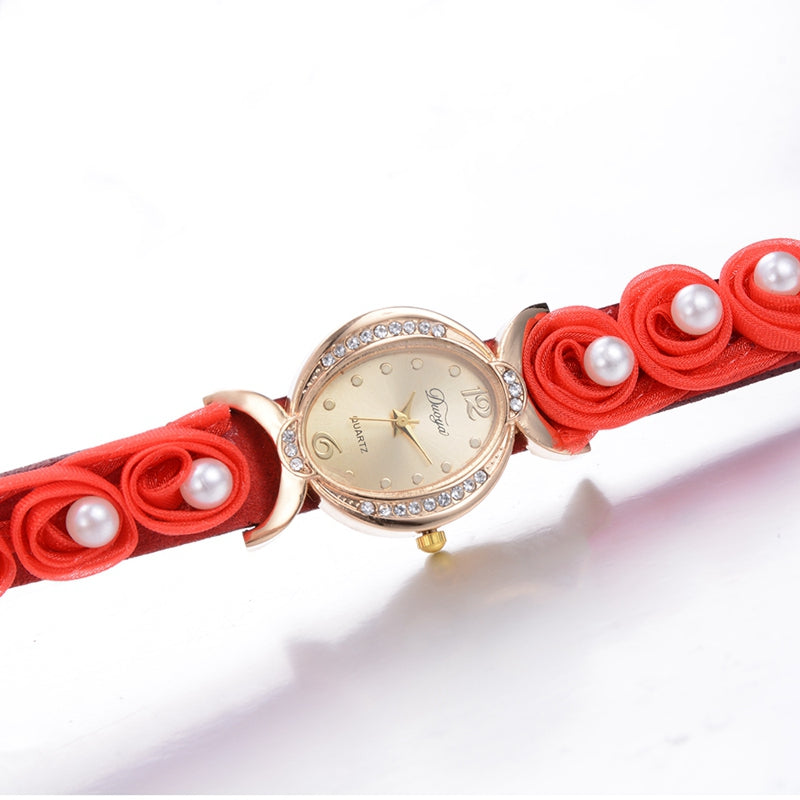 DUOYA D181 Ladies Fashion Flower Jewelry Watch Luxury Gold Women Wrist Watch